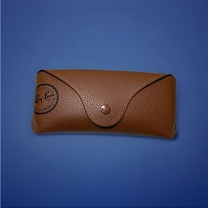 RAY-BAN Sunglasses Case | Brown Faux Leather Snap Close With Cloth